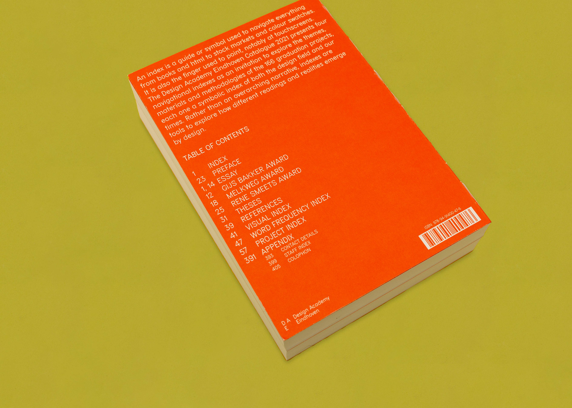 Backcover of the Design Academy Graduation Catalogue 2021