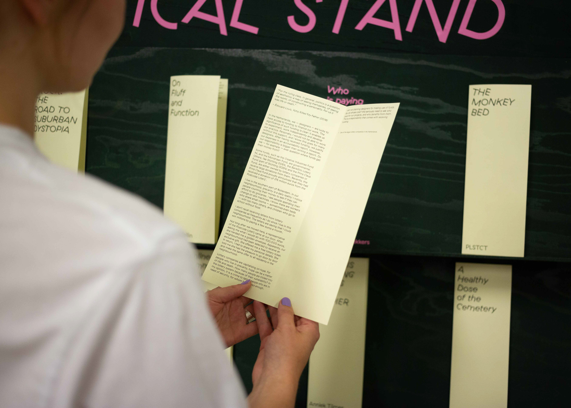 Close up of the leaflets designed for the exhibition of CriticALL